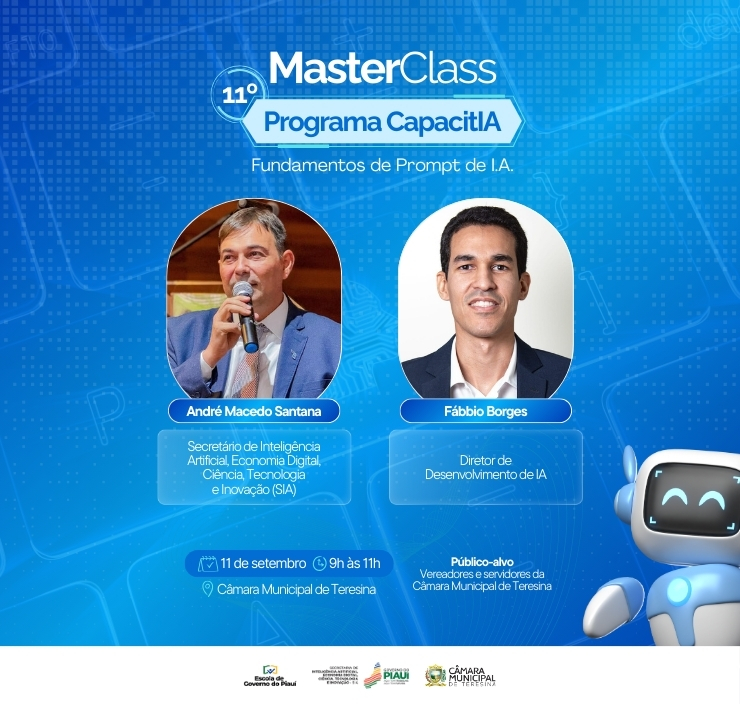 Câmara de Teresina promove MasterClass sobre uso da Inteligência Artificial no setor público